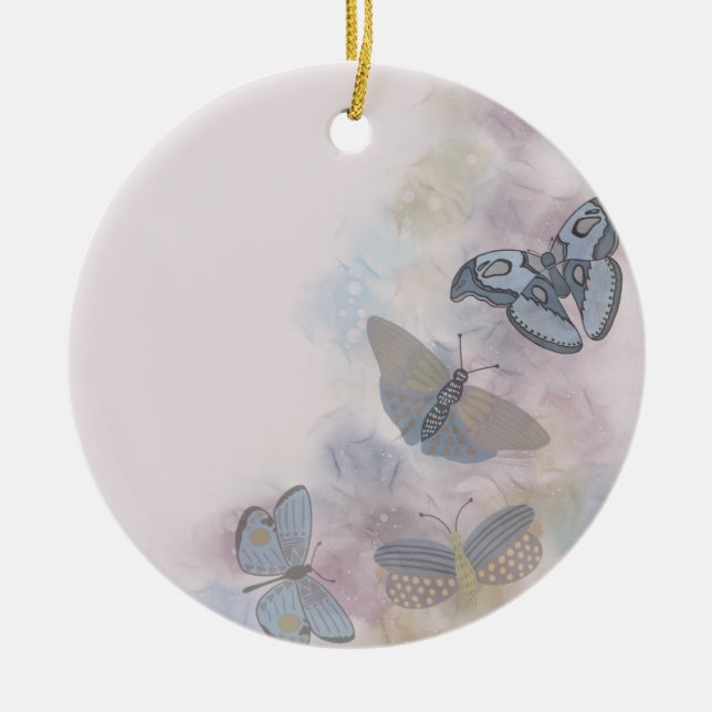 Alcohol Ink Butterflies  Ceramic Tree Decoration (Front)