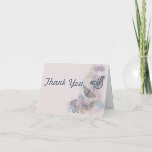 Alcohol Ink Butterflies Thank You Card (Front)