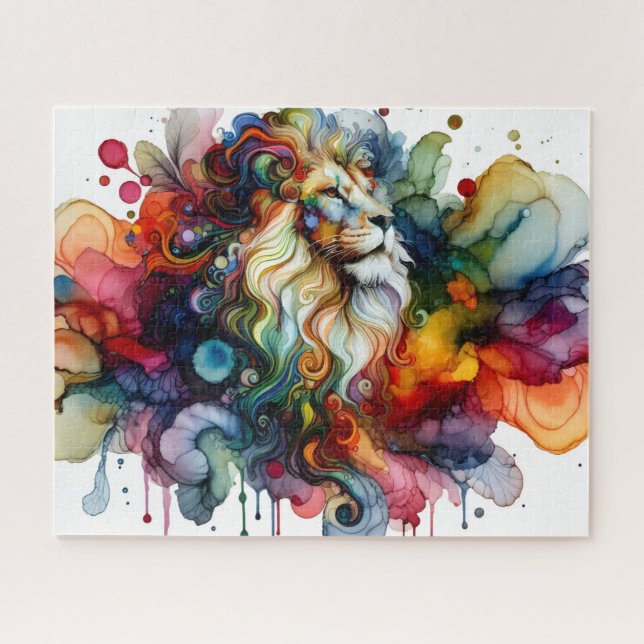 Alcohol Ink Colorful Lion Jigsaw Puzzle (Horizontal)