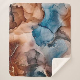 Alcohol ink colors translucent. Abstract multicolo Sherpa Blanket