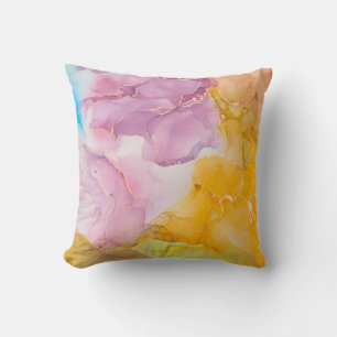 Alcohol ink colors translucent. Fluid Art. Modern Cushion