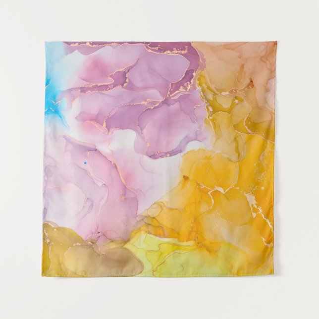 Alcohol ink colors translucent. Fluid Art. Modern  Tapestry (Front)