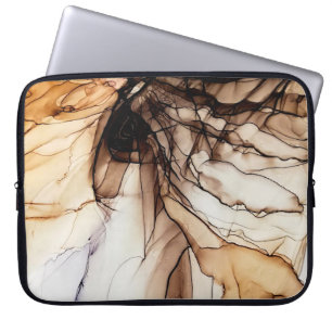 Alcohol Ink Colour. Grey Handmade Marble Texture. Laptop Sleeve