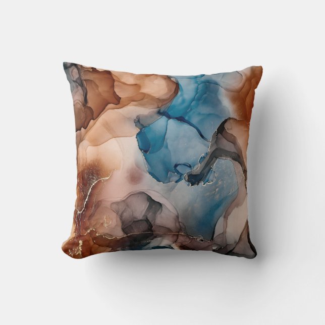 Alcohol ink colours translucent. Abstract multicol Cushion (Front)