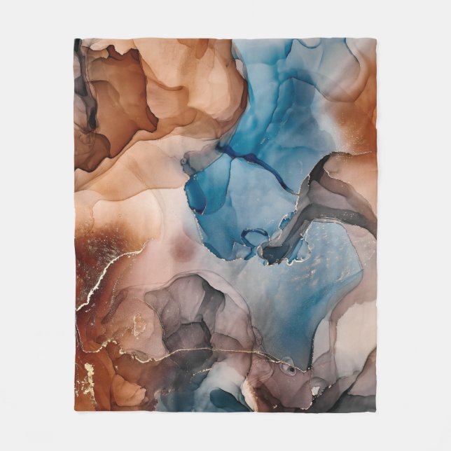 Alcohol ink colours translucent. Abstract multicol Fleece Blanket (Front)