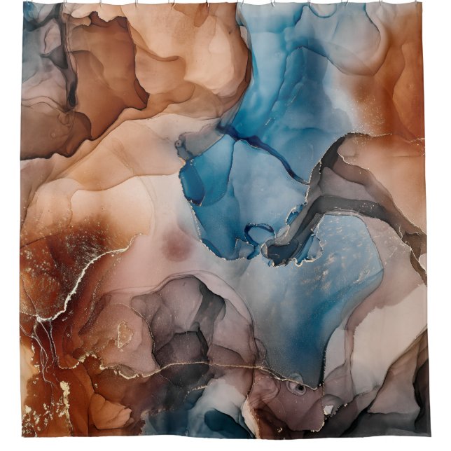 Alcohol ink colours translucent. Abstract multicol Shower Curtain (Front)