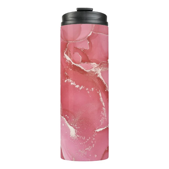 Alcohol ink colours translucent. Abstract multicol Thermal Tumbler (Front)