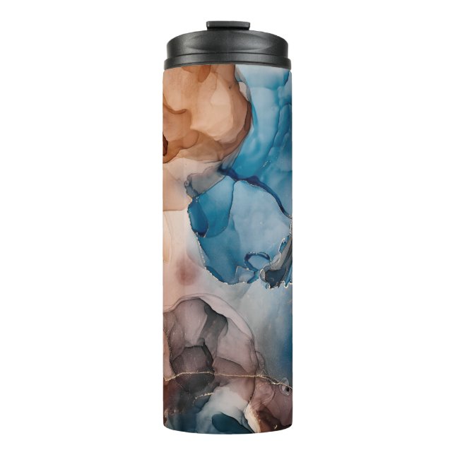 Alcohol ink colours translucent. Abstract multicol Thermal Tumbler (Front)