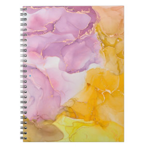Alcohol ink colours translucent. Fluid Art. Modern Notebook