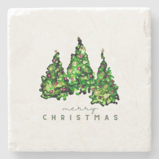 Alcohol Ink Design Christmas Tree Coasters