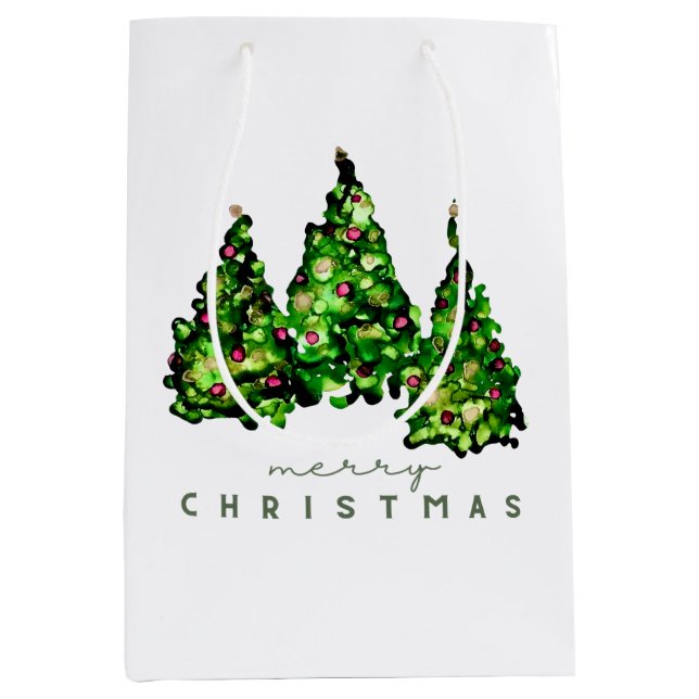 Alcohol Ink Design Christmas Tree Gift Wrap Medium Gift Bag (Front)