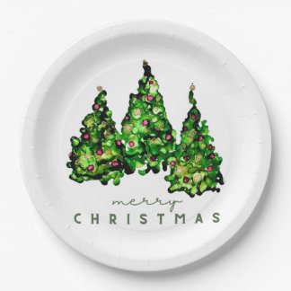 Alcohol Ink Design Holiday Chrismas TrePaper Plate