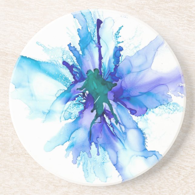 Alcohol Ink Flower Coaster (Front)