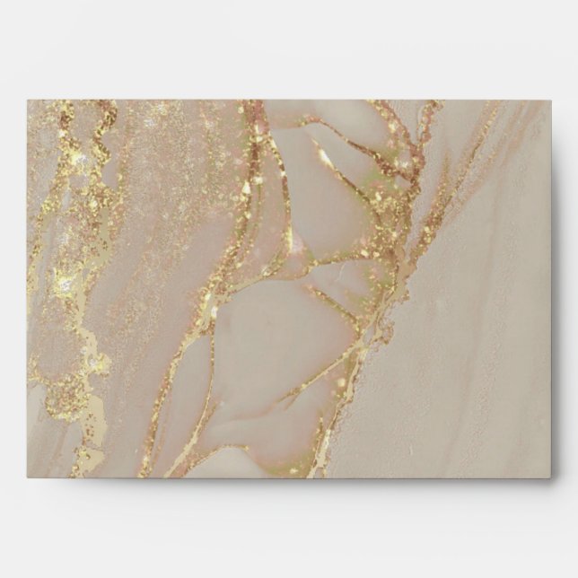 Alcohol Ink Glitter Gold Chic Envelope (Front)