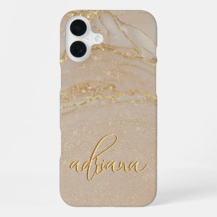 Alcohol Ink Glitter Monogrammed Case- Mate iPhone 16 Plus Case
