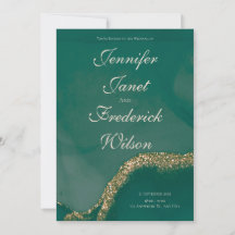 Alcohol Ink Green Glitter Wedding