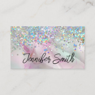 Alcohol Ink Makeup Artist Holographic Glitter Pink Business Card