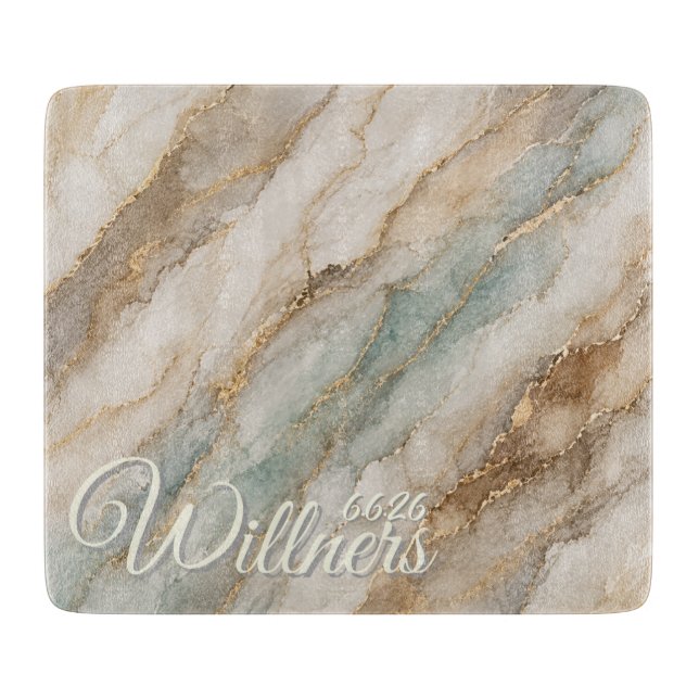 Alcohol ink marbleised art  cutting board (Front)