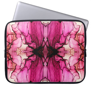 Alcohol Ink Painting. Looking Kaleidoscope. Purple Laptop Sleeve