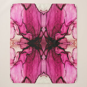 Alcohol Ink Painting. Looking Kaleidoscope. Purple Sherpa Blanket