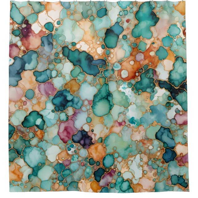 Alcohol Ink Pattern Colourful Pastel Shower Curtain (Front)