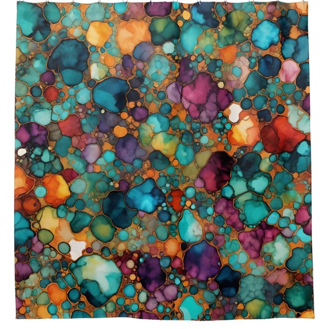 Alcohol Ink Pattern Colourful Vibrant Shower Curtain (Front)