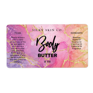 Alcohol Ink Pink And Gold Body Butter Labels