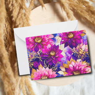 Alcohol Ink Pink Purple Dahlia Flowers ai Artwork Card