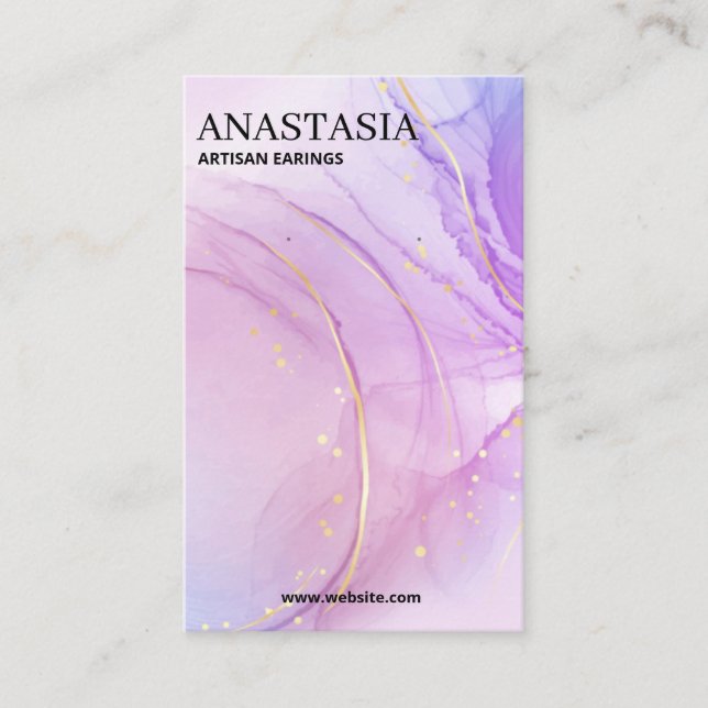 Alcohol Ink Purple Earring Packaging Cards (Front)