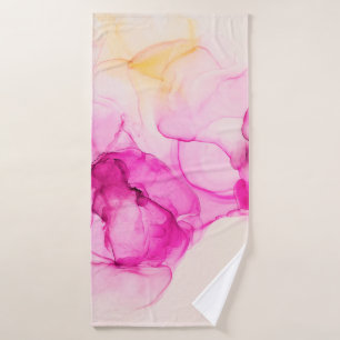 Alcohol ink sea texture. Contemporary art. Spots o Bath Towel