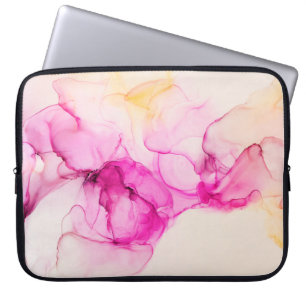 Alcohol ink sea texture. Contemporary art. Spots o Laptop Sleeve