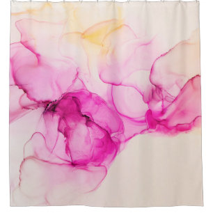 Alcohol ink sea texture. Contemporary art. Spots o Shower Curtain
