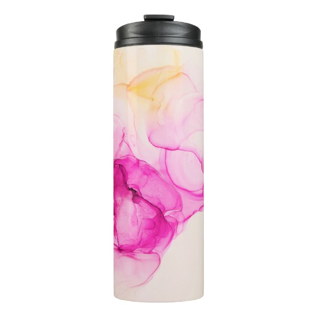 Alcohol ink sea texture. Contemporary art. Spots o Thermal Tumbler (Front)