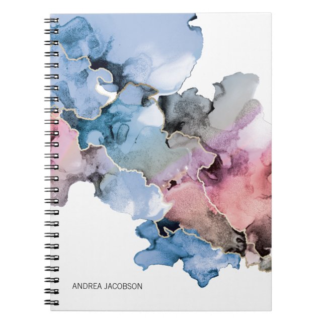 Alcohol Ink Splash Painting Personalised Abstract Notebook (Front)