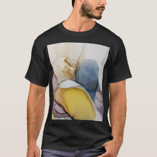 Alcohol ink swirls, yellow tint, abstract. T-Shirt