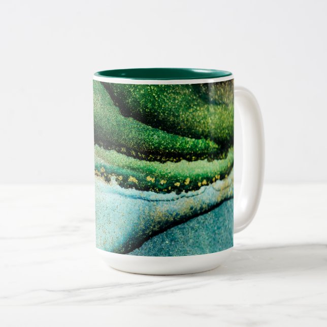 Alcohol Ink Two-Tone Coffee Mug (Front Right)