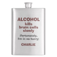 Alcohol Kills Brain Cells custom name flask