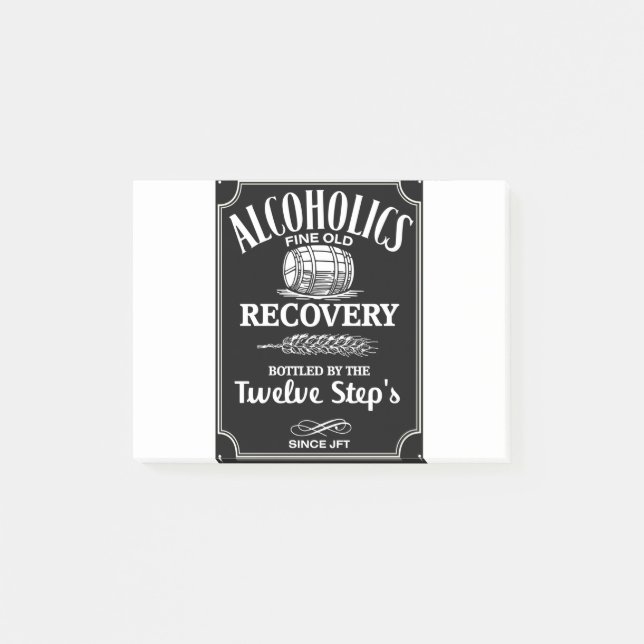 Alcohol Label Sobriety  - 12 Step Addict Alcoholic Post-it Notes (Front)