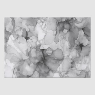 Alcohol Liquid Ink Swirls in Grey Porcelain Glaze Tissue Paper