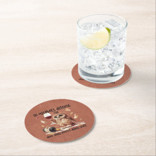 Alcohol Owl  Round Paper Coaster
