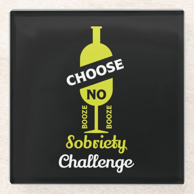 Alcohol Sobriety Alcohol Free Teetotal Support   Glass Coaster (Front)