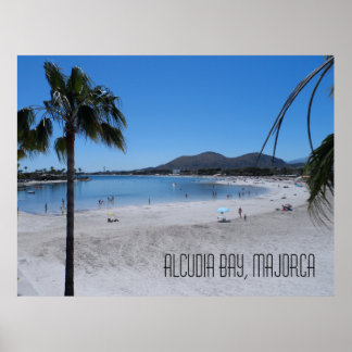 Alcudia Beach and Bay Landscape Majorca Spain Poster