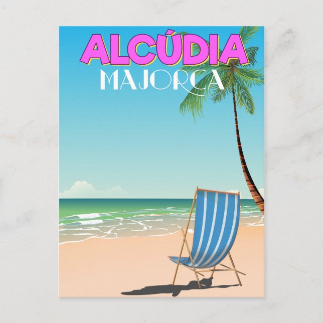 Alcúdia Majorca beach travel poster Postcard (Front)