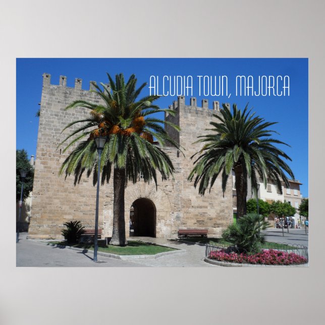Alcudia Old Town Scene Majorca Mallorca Spain Poster (Front)