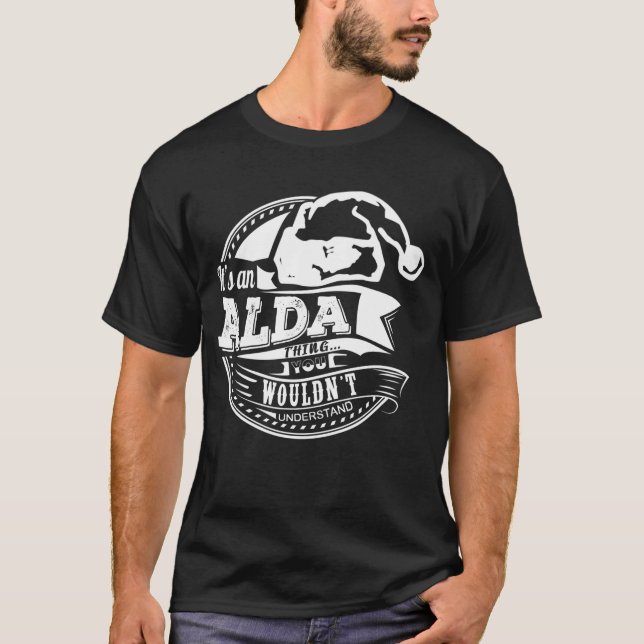 Alda- Hat Xmas Personalised Name T-Shirt (Front)