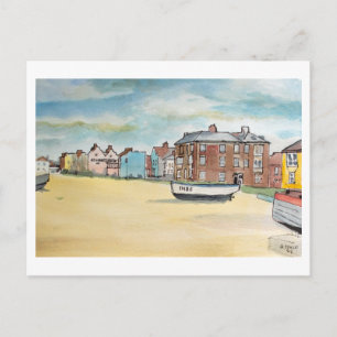 Aldeburgh boats on the Beach Suffolk Coastal Art Postcard
