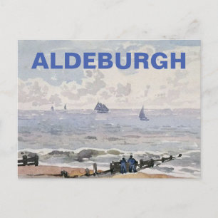 Aldeburgh, Suffolk -Beach & Ships Blue Holiday Postcard