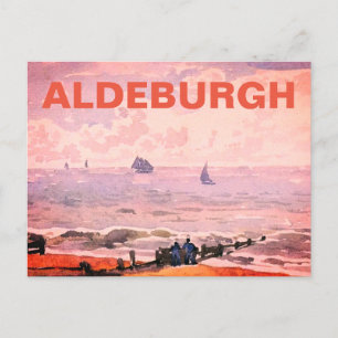 Aldeburgh, Suffolk - Pink Sunset Beach Holiday Postcard