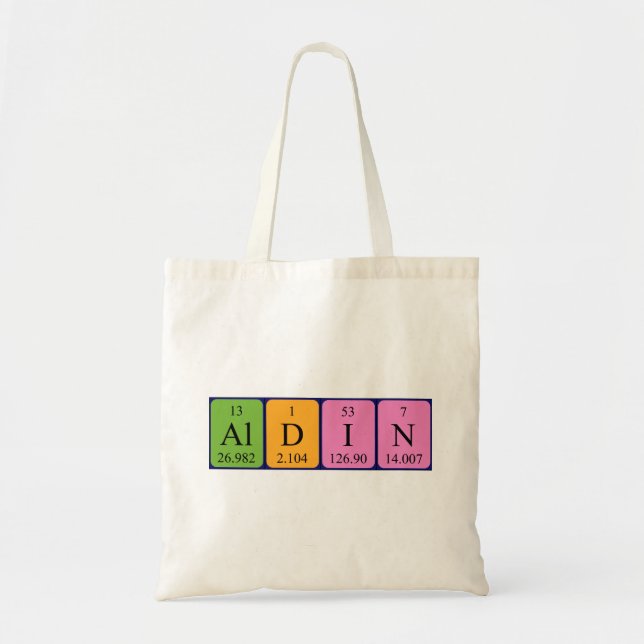 Aldin periodic table name tote bag (Front)