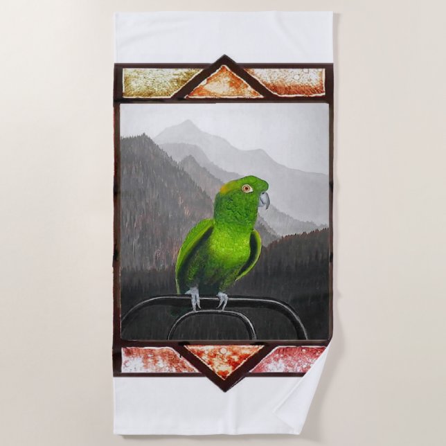 Aldo My Amazon Parrot Beach Towel (Front)